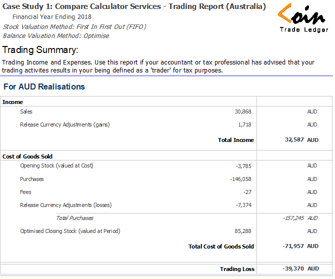 Crypto Tax Report Comparison 1 CHAINOMETRY Trading Report Summary