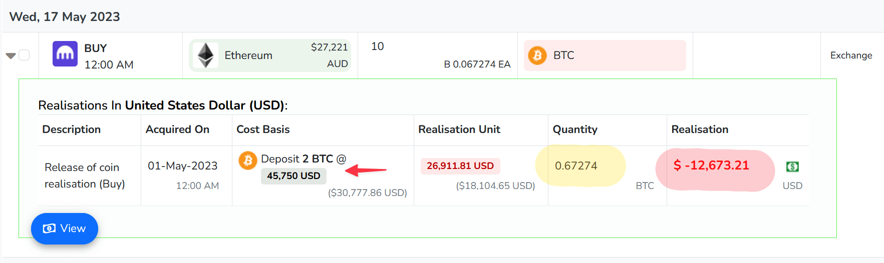 Deposit into the exchange